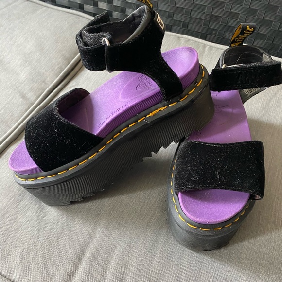 Dr. Martens Shoes Dr Martens Strap X Girl Velvet Platform Sandals